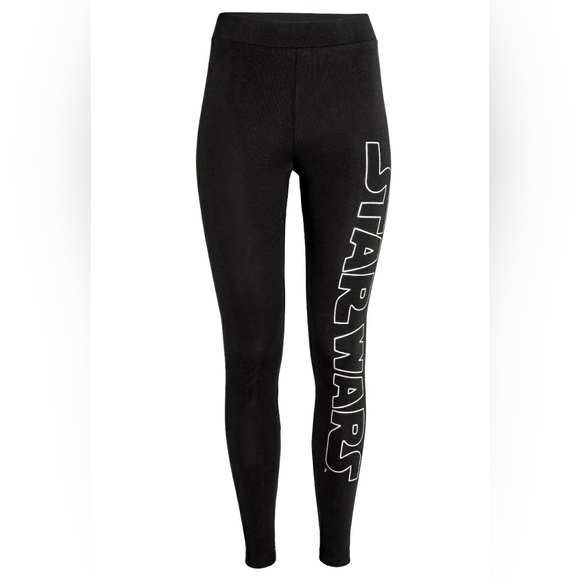 Star Wars Pants - Star Wars Leggings Jersey Knit Size XS Black Silver Lettering H&M